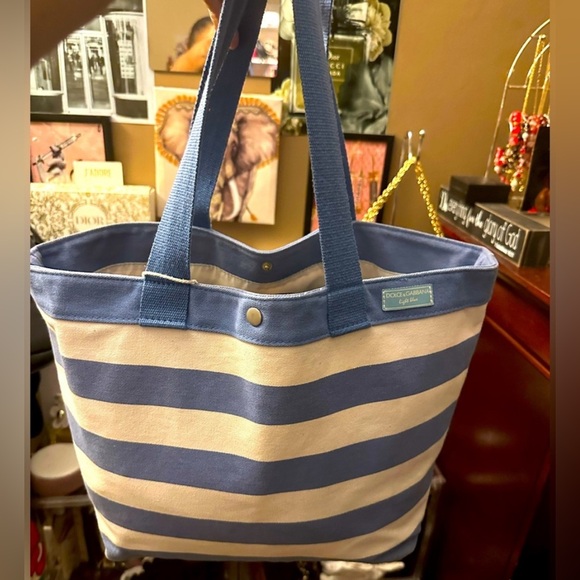 New Dolce & Gabbana blue and white striped tote bag - Picture 1 of 10
